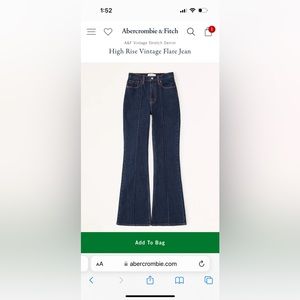 Abercrombie and Fitch Curve Love Vintage Flare High Rise jeans size 30